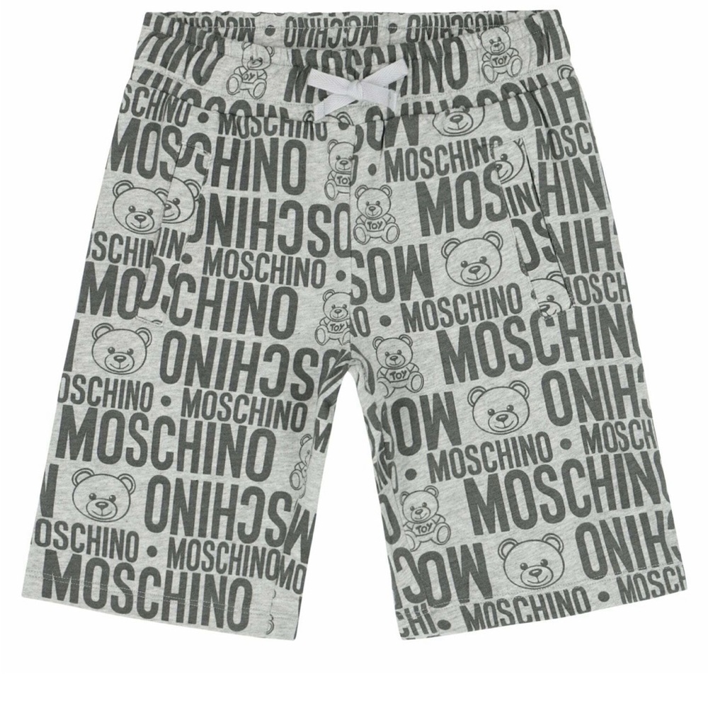 Moschino Kids Black and Gray Bear Print Shorts
